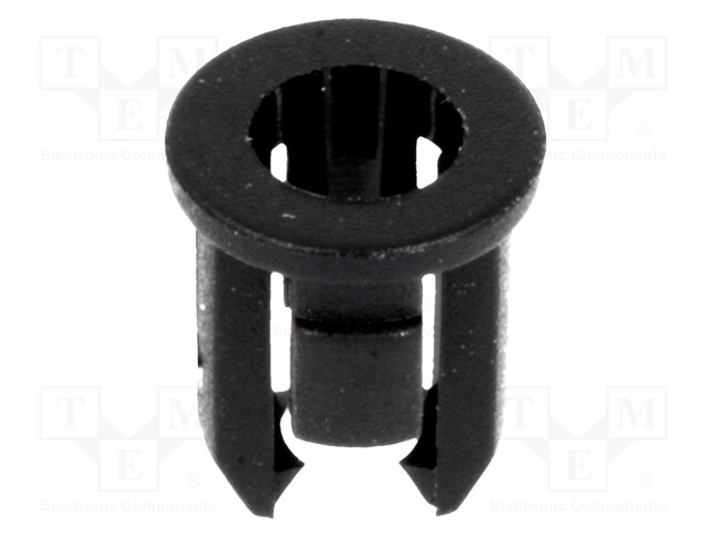 LED holder; 3mm; one-piece; black; UL94V-2; L: 6.4mm; Mat: polyamide