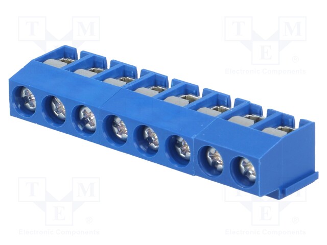 PCB terminal block; angled 90°; 5mm; ways: 8; on PCBs; 2.5mm2; 8A
