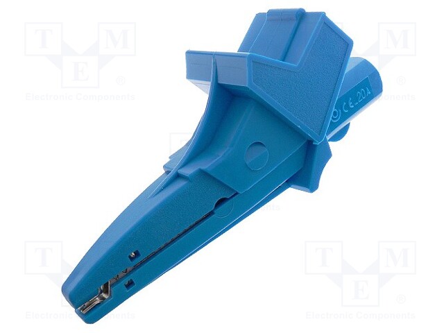 Crocodile clip; 20A; 1kVDC; blue; Grip capac: max.25mm
