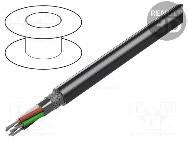 Wire; RS232; 5x22AWG; stranded; Cu; PVC; grey; 152m; CPR: Eca; 300V