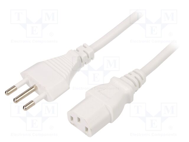 Cable; 3x1mm2; CEI 23-50 (L) plug,IEC C13 female; PVC; 1.8m; 10A