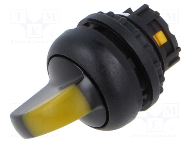 Switch: rotary; Stabl.pos: 1; 22mm; yellow; IP67; Pos: 2; Ø22.5mm