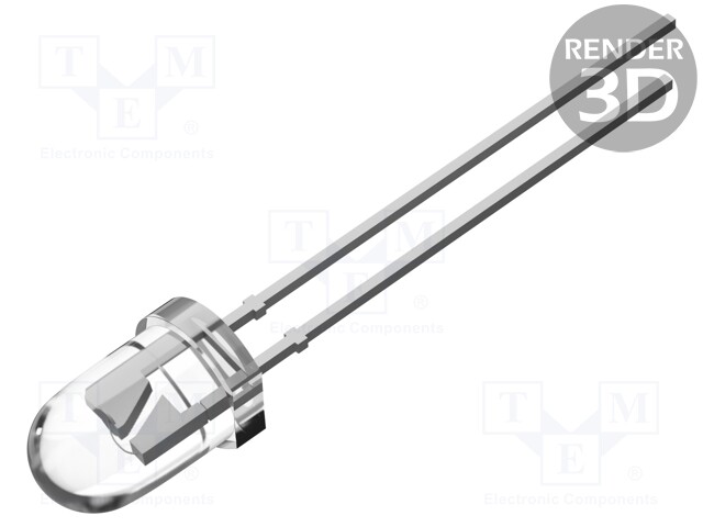 LED; 5mm; red; 36000÷43000mcd; 15°; 70mA; 2÷2.6V; Front: convex