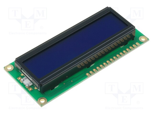 Display: LCD; alphanumeric; STN Negative; 16x2; blue; 80x36x13.2mm