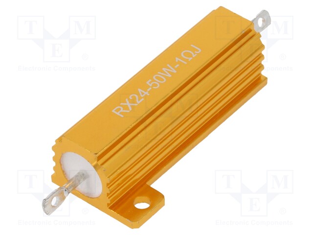 Resistor: wire-wound; with heatsink; 1Ω; 50W; ±5%; 50ppm/°C; 38.5mm