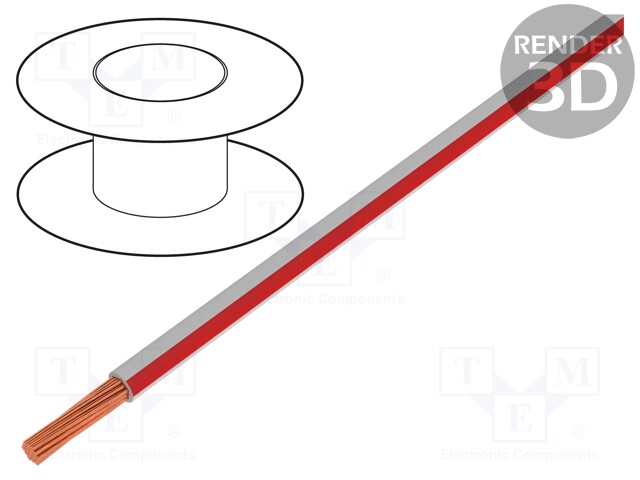 Wire; FLRY-A; 1x0.35mm2; stranded; Cu; PVC; white-red; 60V; Class: 5
