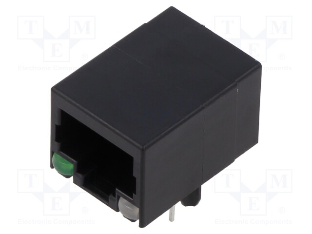 Socket; RJ45; PIN: 8; with LED; Layout: 8p8c; on PCBs,PCB snap; THT