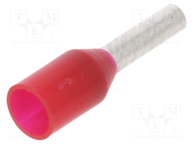 Tip: bootlace ferrule; insulated; 1mm2; 6mm; tinned; crimped; red