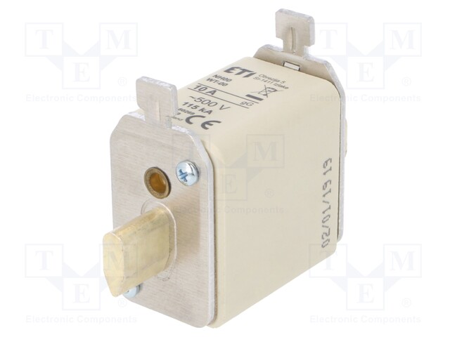 Fuse: fuse; gG; 10A; 500VAC; ceramic,industrial; NH00; WT-NH