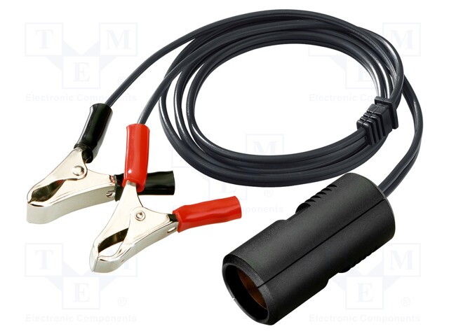 Car lighter socket adapter; car lighter socket x1; 8A; black; 1m