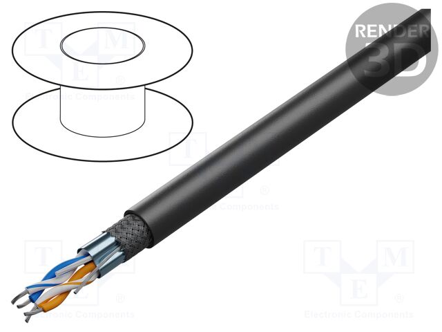 Wire; RS485; 2x2x22AWG; stranded; Cu; LSZH; black; 305m; CPR: Cca