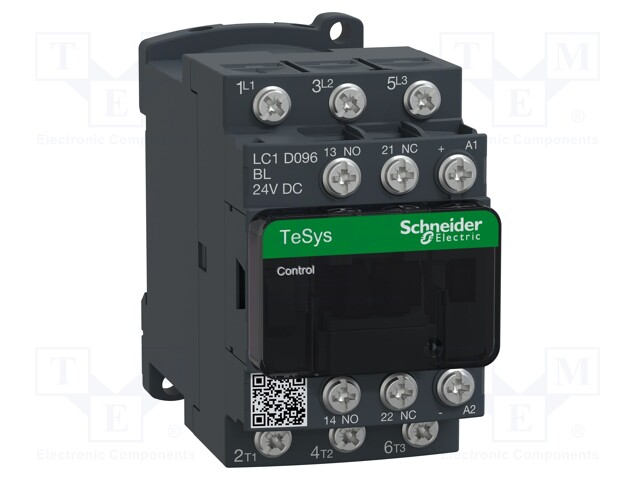 Relay Contactor, TeSys D Series, 3PST-NO, 3P, 9 A at 440 VAC, 5.5 kW at 690 VAC