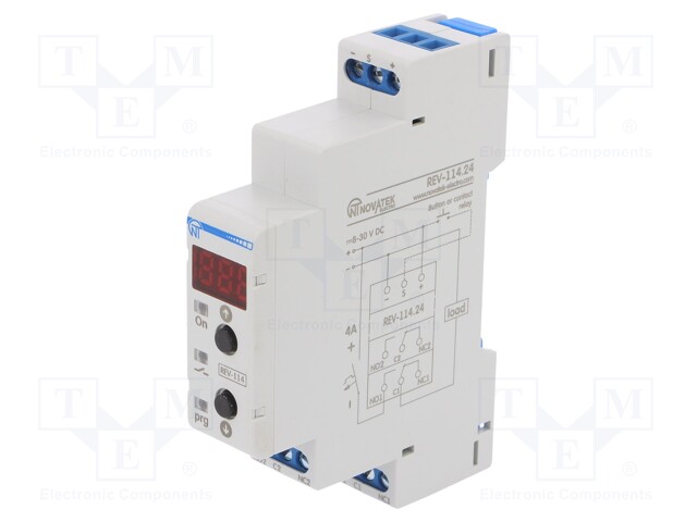 Timer; 0,1s÷10days; DPDT; 250VAC/6A; 24VDC; DIN; -30÷55°C; IP20