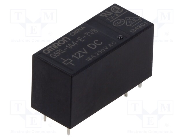 Relay: electromagnetic; SPST-NO; Ucoil: 12VDC; Icontacts max: 16A