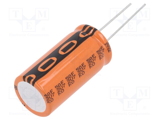 Supercapacitor, 50 F, 2.7 V, Radial Leaded, ENYCAP 225 EDLC-R Series, +50%, -20%, 7.5 mm