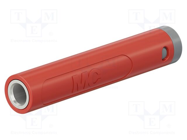 Connector: 4mm banana; socket; 32A; 30VAC; 60VDC; L: 43.5mm; red