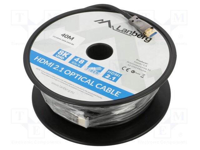 Cable; HDMI 2.1; HDMI plug,both sides; PVC; Len: 40m; black
