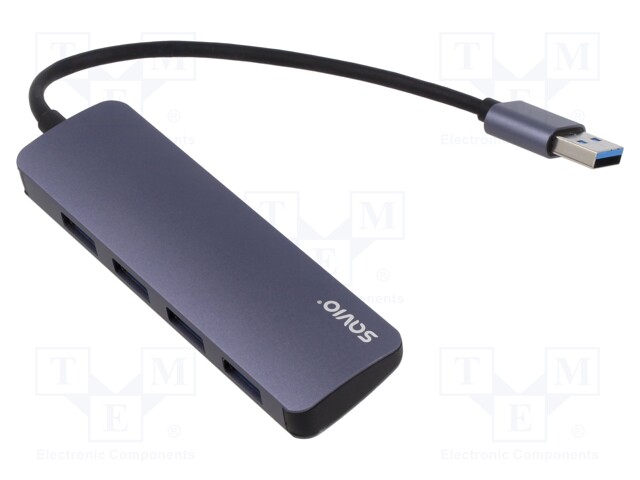 Hub USB; USB A socket x4,USB A plug; USB 3.1; PnP; grey; 5Gbps