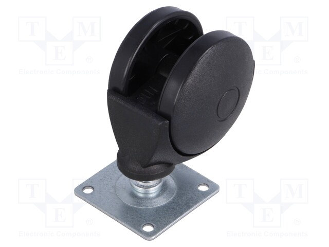 Furniture wheel; Ø: 50mm; H: 53mm; torsional,with mounting plate