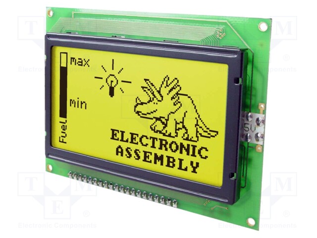 Display: LCD; graphical; 128x64; STN Positive; yellow-green; LED