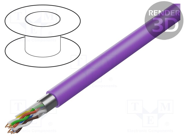Wire; EiB/KNX,outdoor; 4x2x0,08mm; solid; Cu; Al foil; PVC; violet