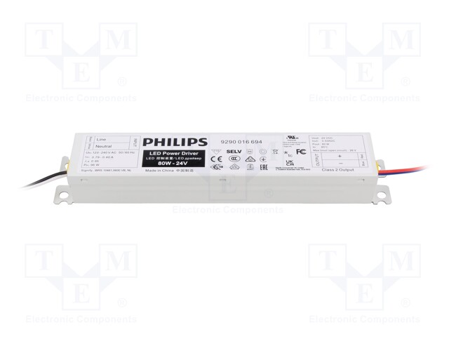 Power supply: switched-mode; LED; 80W; 24VDC; 100mA÷3.3A; IP20