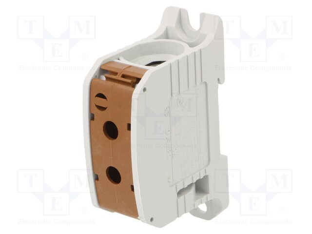 Splice terminal: rail; STB; 95mm2; ways: 1; terminals: 2; brown; TS35