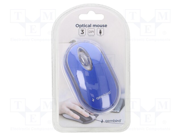 Optical mouse; blue; USB A; wired; No.of butt: 3; 1.25m