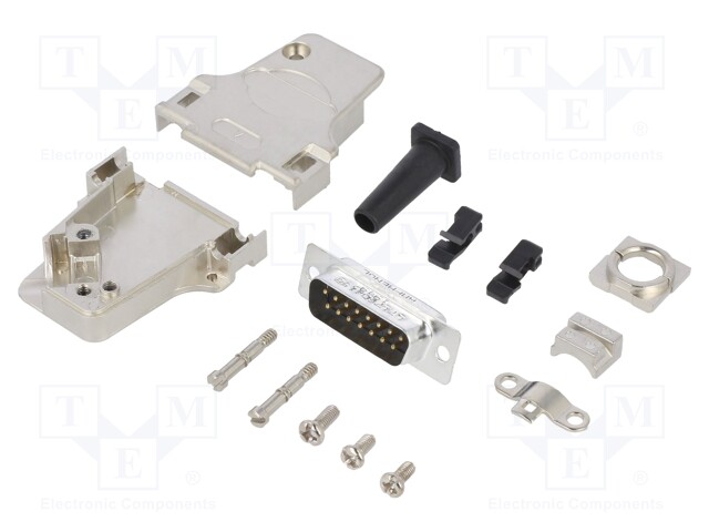 D-Sub; PIN: 15; male; shielded,with strain relief; angled 45°