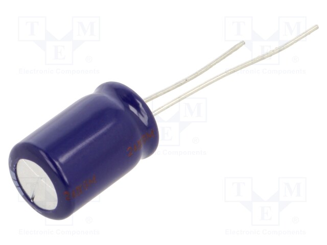 Capacitor: electrolytic; THT; 220uF; 63VDC; Ø10x16mm; Pitch: 5mm