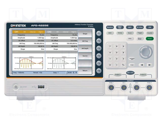 Generator: arbitrary, function; 25MHz; colour,LCD 8"; Ch: 2