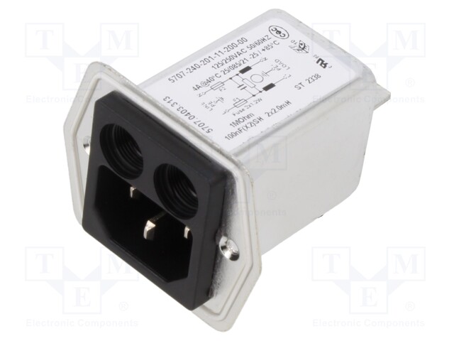 Connector: AC supply; socket; male; 4A; 250VAC; IEC 60320; C14 (E)