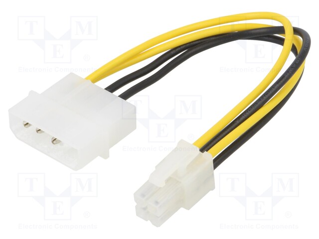 Cable: mains; ATX P4 female,Molex male; 0.16m