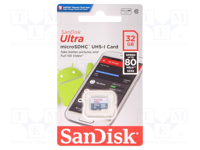 Memory card; Android,UHS-I; SD HC Micro; 32GB; Class 10