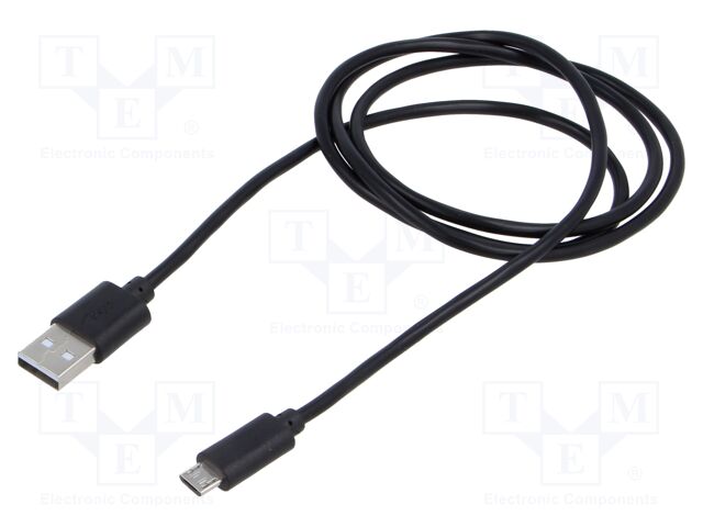 Cable; USB 2.0; USB A plug,USB B micro plug; nickel plated; 1m