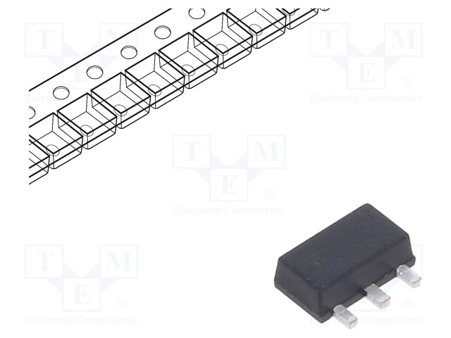 IC: voltage regulator; LDO,linear,fixed; 3.3V; 100mA; SOT89; SMD