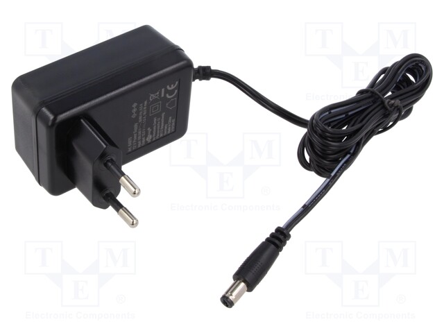 Power supply: switched-mode; plug; 12VDC; 18W; Plug: EU; 86%; black