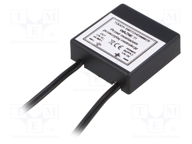 Touch switch; 44x44x14mm; Colour: black; IP40; Leads: 2 leads