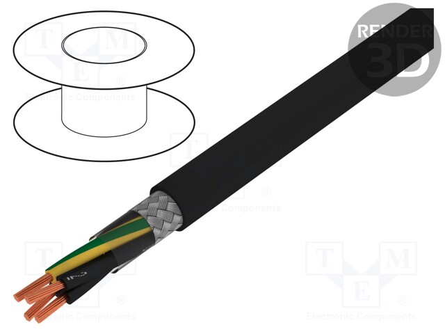 Wire; JZ-500-C; 4G0,5mm2; tinned copper braid; PVC; black