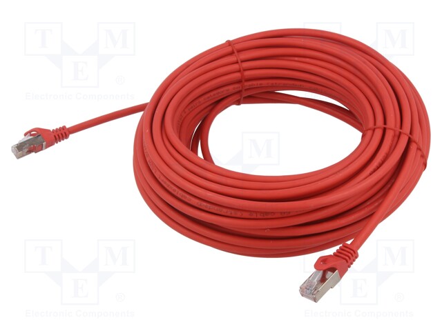 Patch cord; S/FTP; 6a; solid; Cu; LSZH; red; 20m; 27AWG; Øcable: 5.8mm