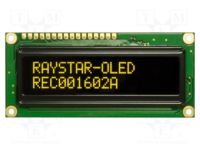 Display: OLED; alphanumeric; 16x2; Window dimensions: 66x16mm