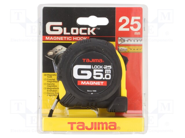 Measuring tape; L: 5m; Width: 25mm; Class: II; double-sided