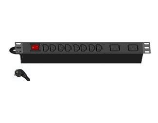 Power strip PDU with 8xC13 sockets, 2C19 and switch