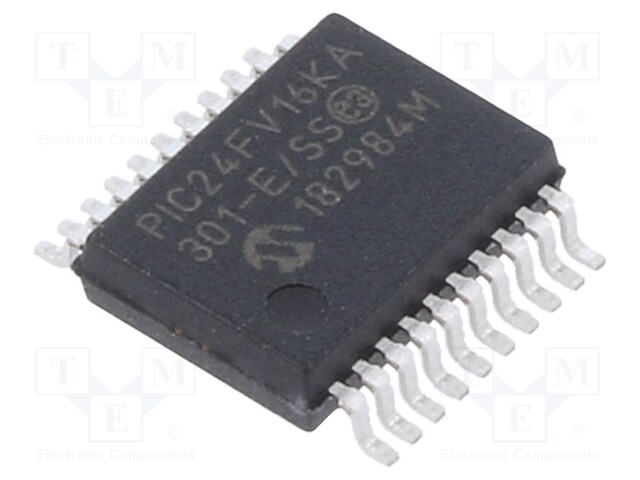 PIC microcontroller; Memory: 16kB; SRAM: 2kB; EEPROM: 512B; 32MHz
