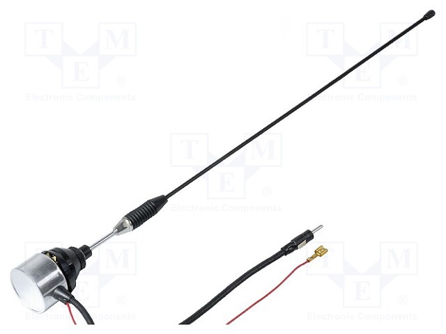 Antenna; mast; 0.42m; AM,FM; with amplifier; 1.3m; 12VDC