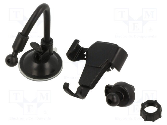 Car holder; black; air vent,for windscreen; Size: 65-85mm