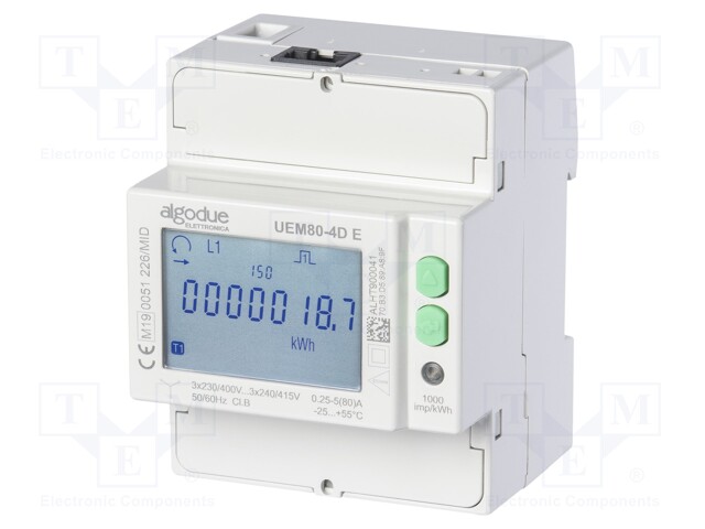 Electric energy meter; 80A; Network: three-phase; 50÷60Hz; IP51
