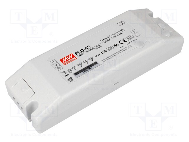Power supply: switched-mode; LED; 45W; 36VDC; 27÷36VDC; 1.25A; IP20