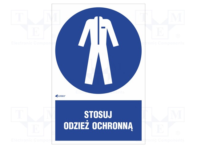 Safety sign; regulatory; Mat: PVC; W: 200mm; H: 300mm