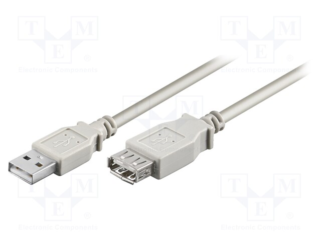 Cable; USB 2.0; USB A socket,USB A plug; 1.8m; grey; 480Mbps